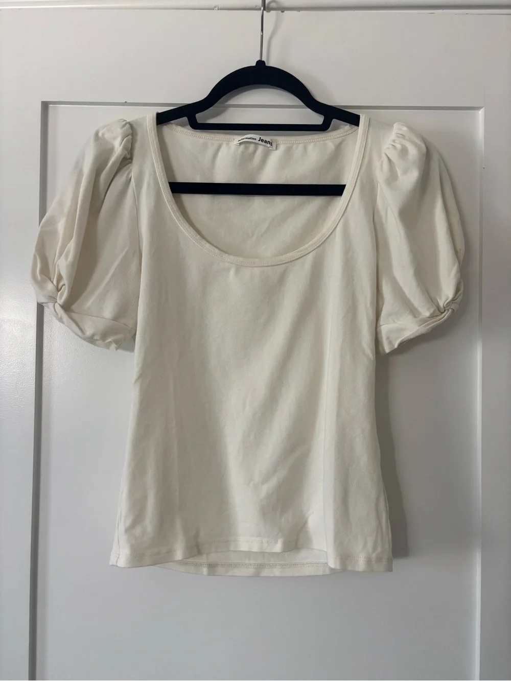 Reformation Jean Frances Cream Puff Sleeve Knit Top Size S